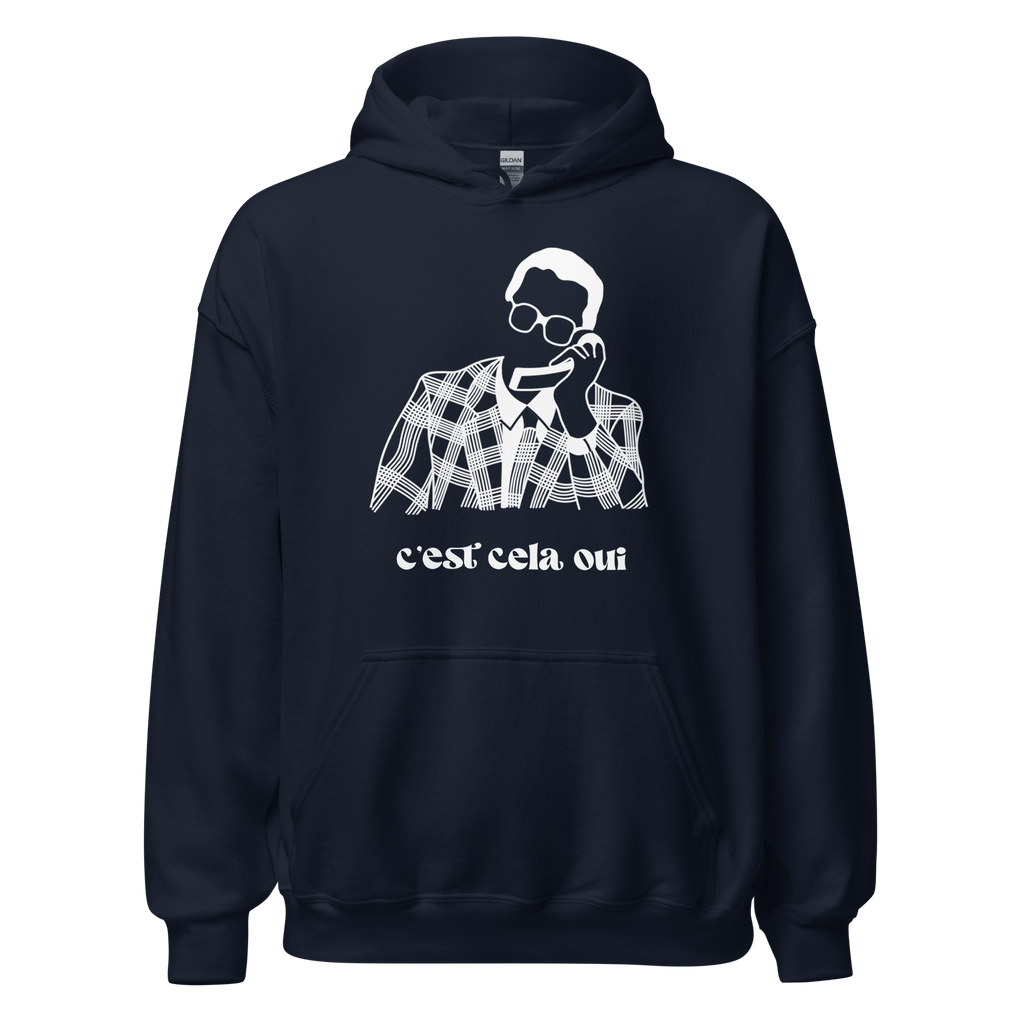Sweat à capuche noir MerciSidi "C'est cela oui... Le père Noël est une ordure" avec impression graphique visible.