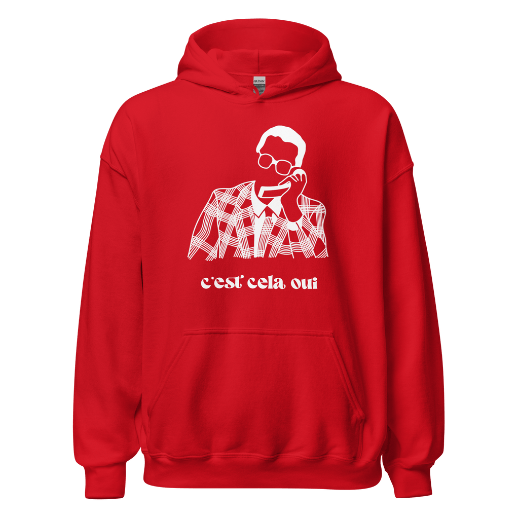 Sweat à capuche noir MerciSidi "C'est cela oui... Le père Noël est une ordure" avec impression en français.