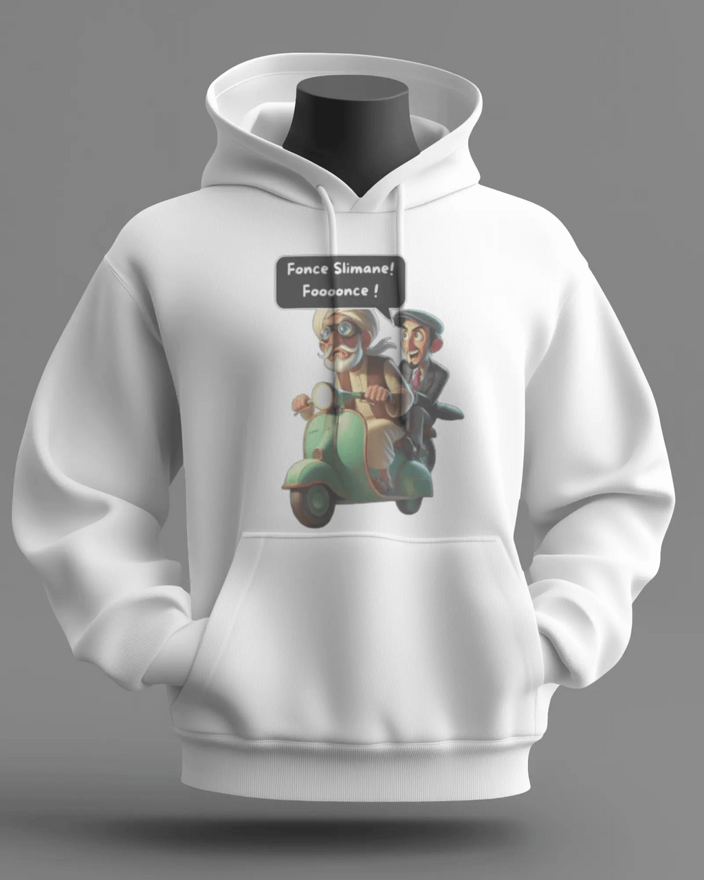 Sweat OSS 117 – citation “Fonce Slimane” Blanc