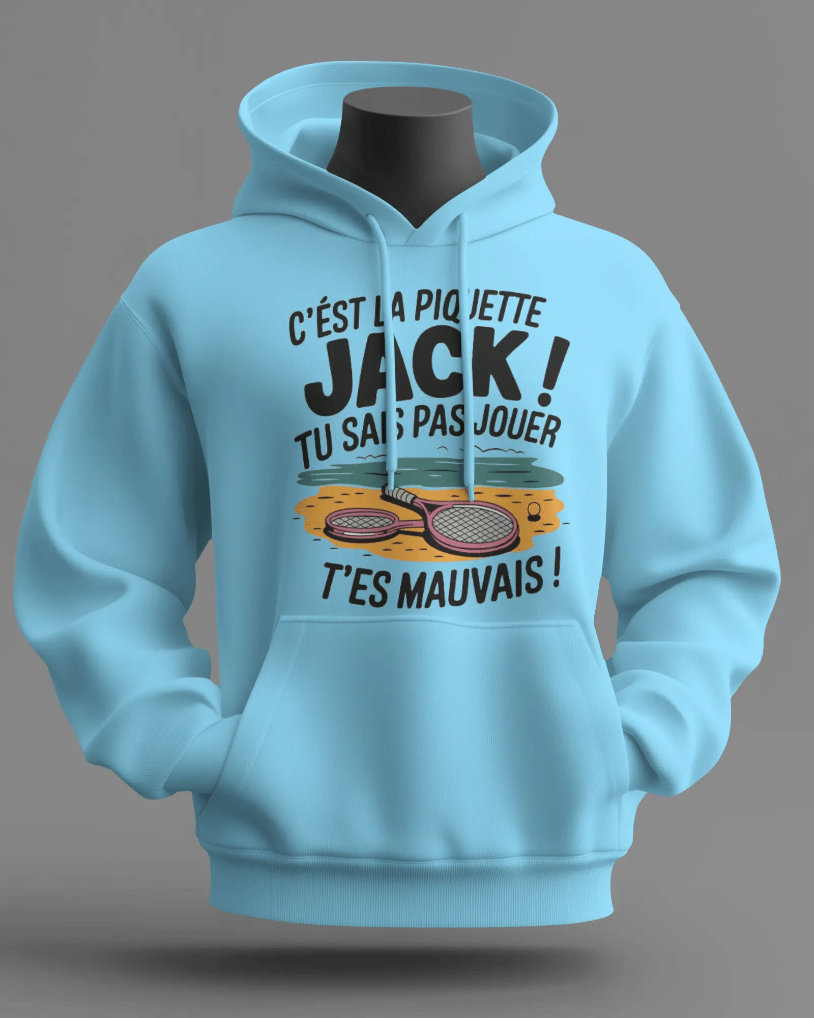 Sweat OSS 117 – citation “C’est la piquette Jack !” Bleu Ciel