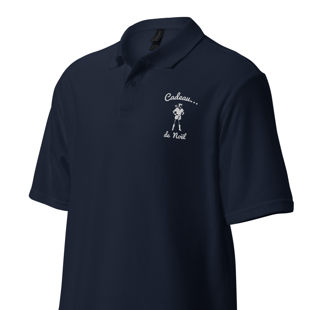 Black polo shirt by MerciSidi featuring embroidered OSS 117 design, perfect for Christmas gifts.