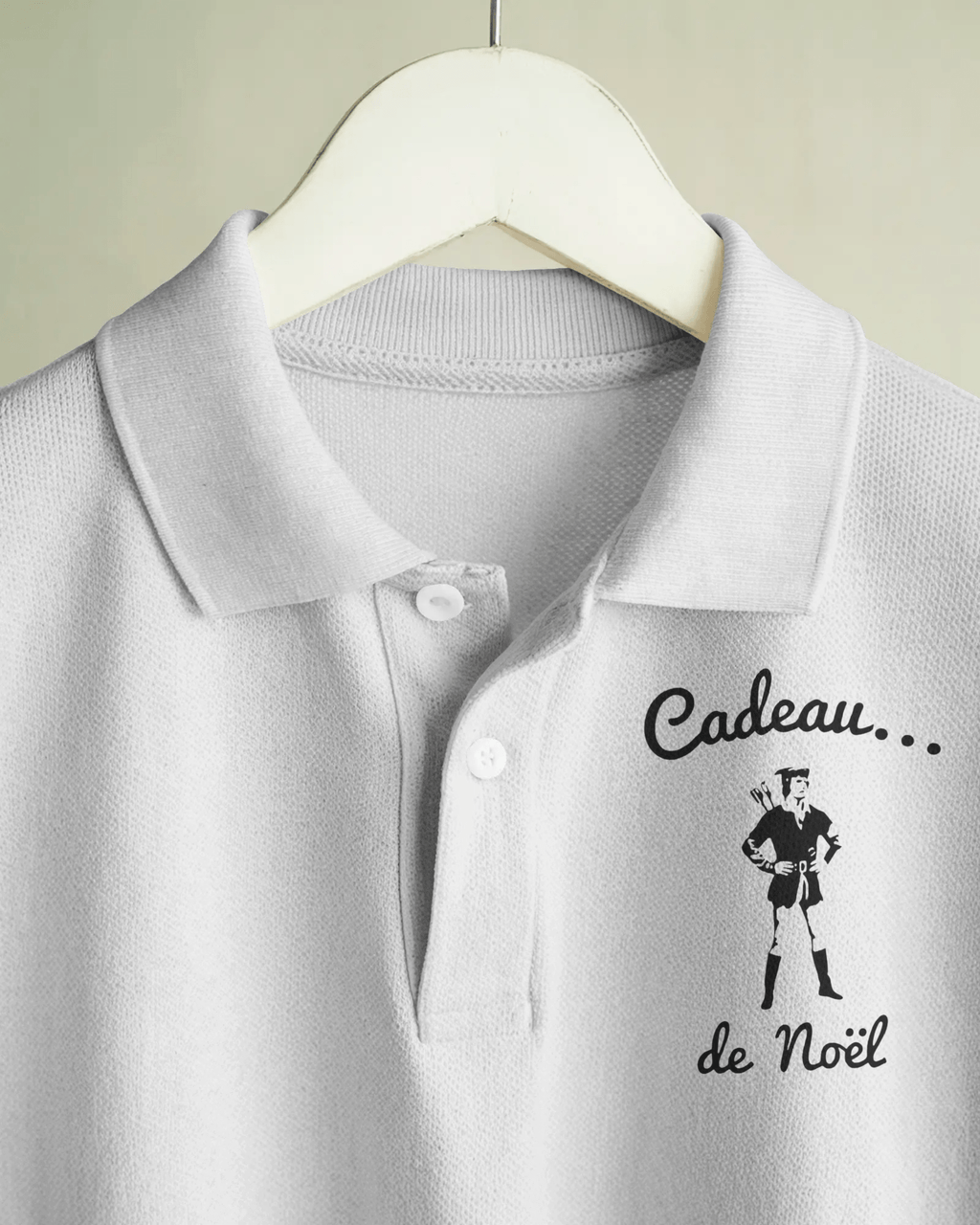 Black polo shirt from MerciSidi featuring embroidered OSS 117 design, perfect for a Christmas gift.