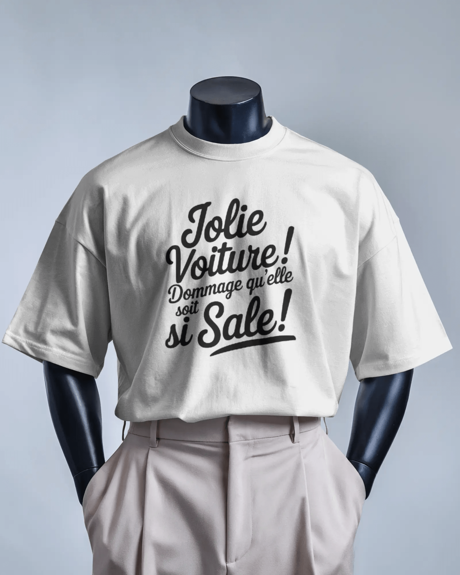 T-shirt OSS 117 – citation “Jolie voiture !” Blanc
