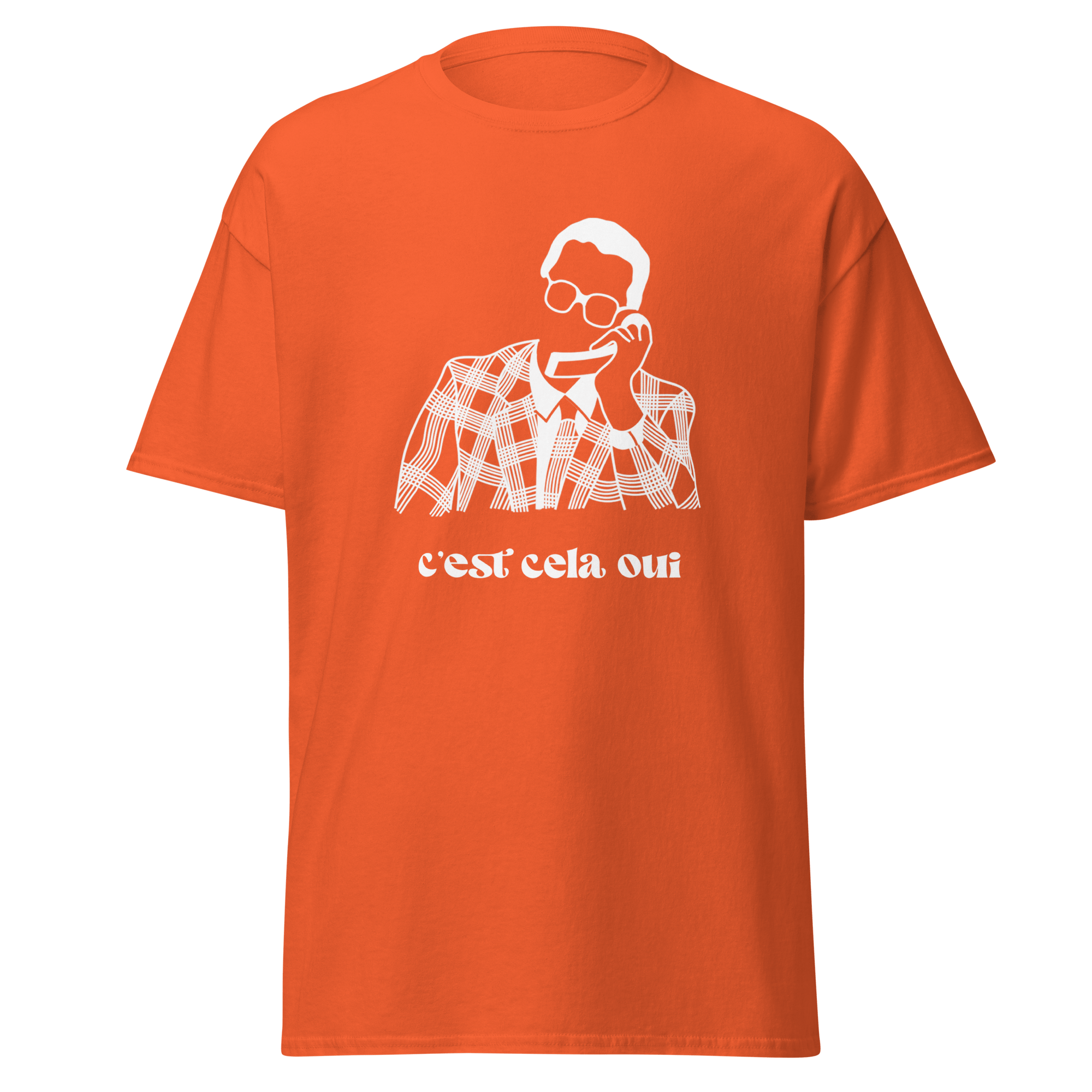 White MerciSidi T-shirt featuring "Le père Noël est une ordure" graphic design on the front.