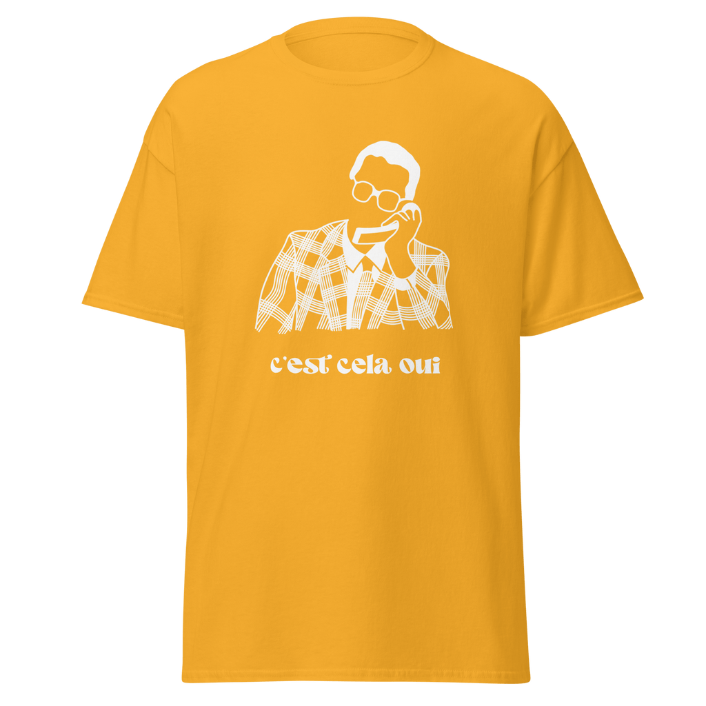 T-shirt blanc MerciSidi avec le texte "C'est cela oui... Le père Noël est une ordure" imprimé sur le devant.