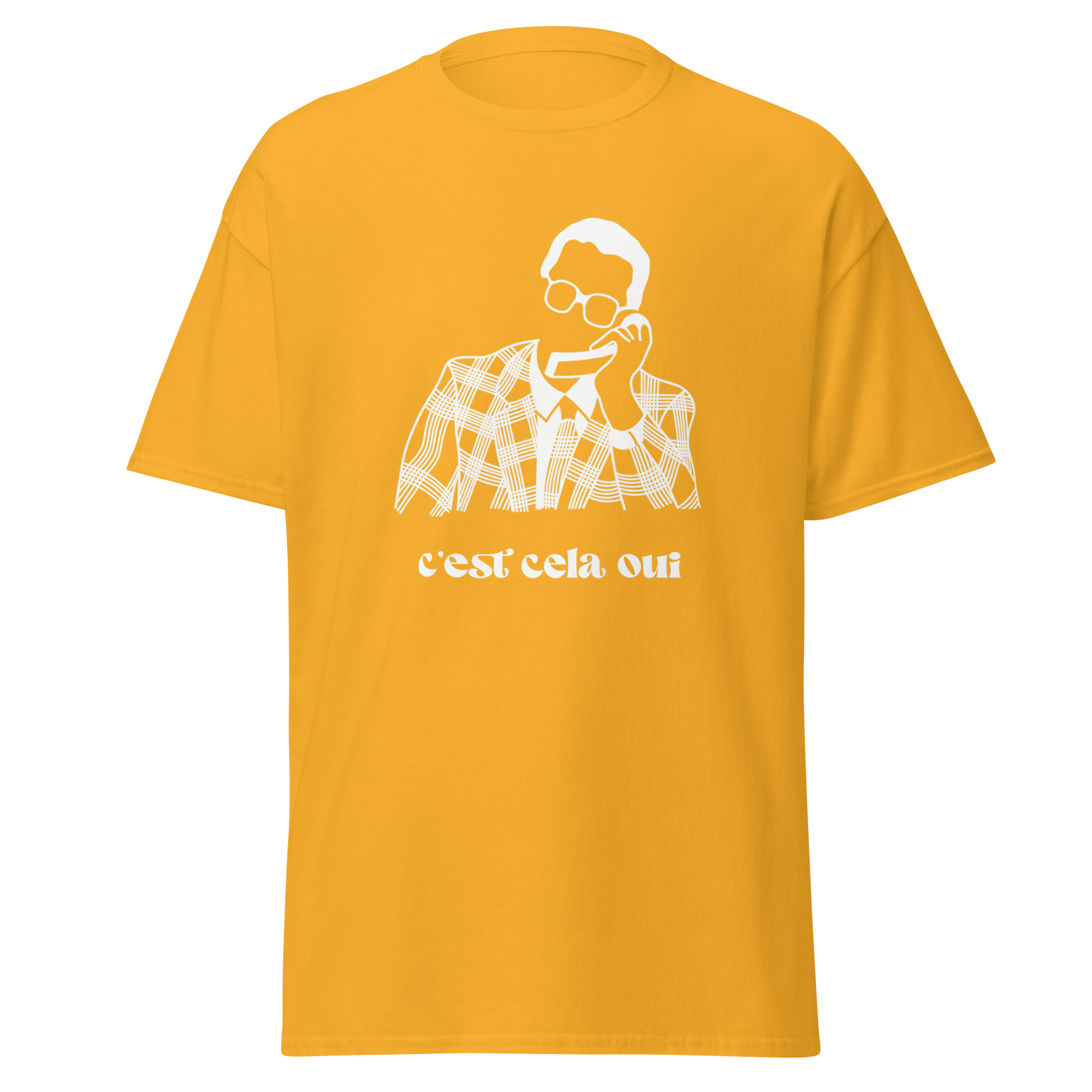 White MerciSidi T-shirt featuring "Le père Noël est une ordure" graphic print on the front.