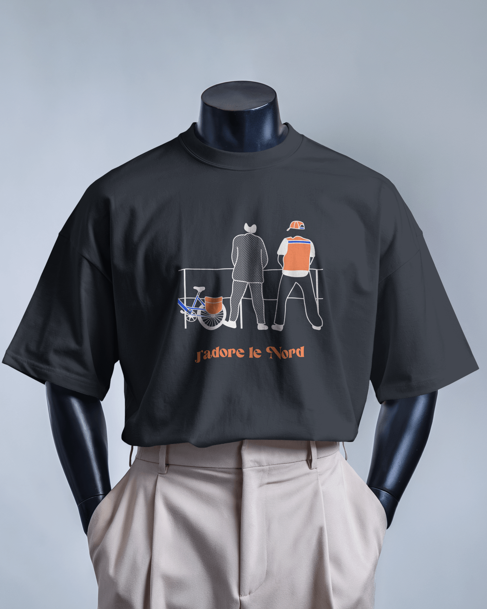 White MerciSidi T-shirt featuring "J'aime le Nord" and "Bienvenue chez les ch'tis" graphic design.