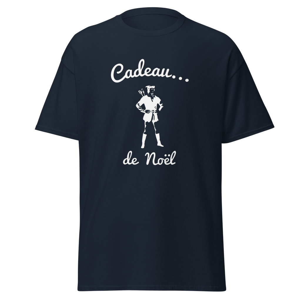 T-shirt noir MerciSidi OSS 117 avec motif de cadeau de Noël, vêtement décontracté pour homme ou femme.