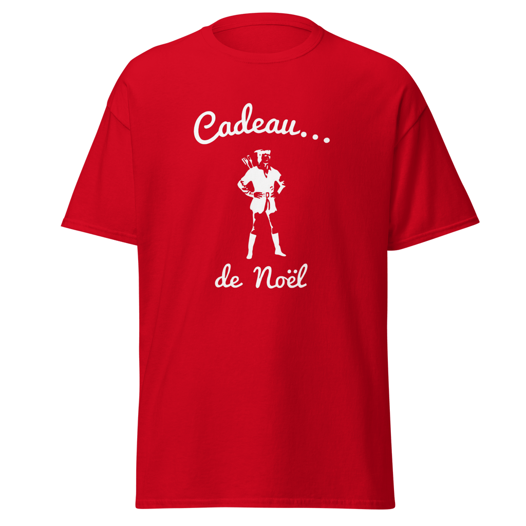 T-shirt noir MerciSidi OSS 117 avec motif de Noël, style décontracté et design humoristique pour célébrations de fin d'année