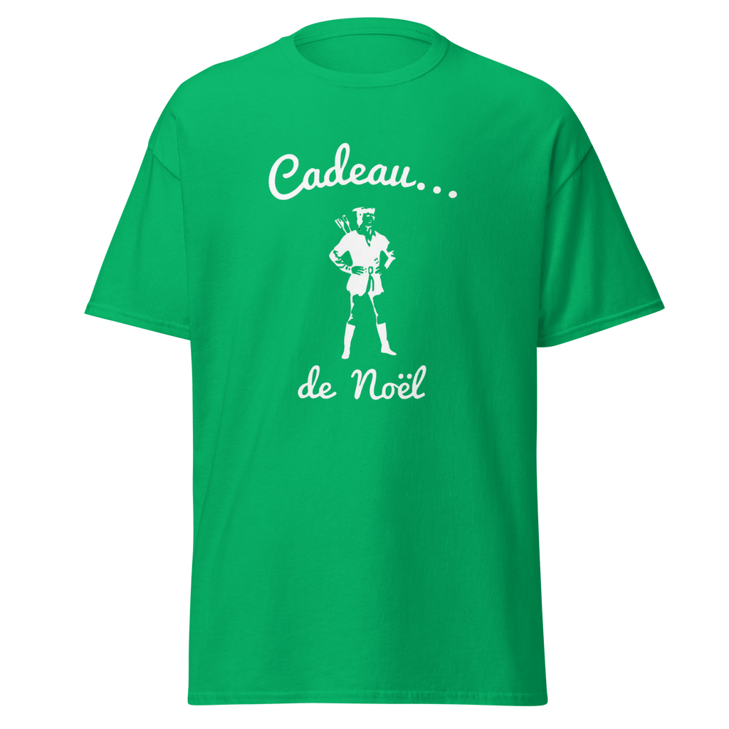 T-shirt noir MerciSidi avec motif Noël et référence OSS 117, tissu confortable, style décontracté pour homme ou femme
