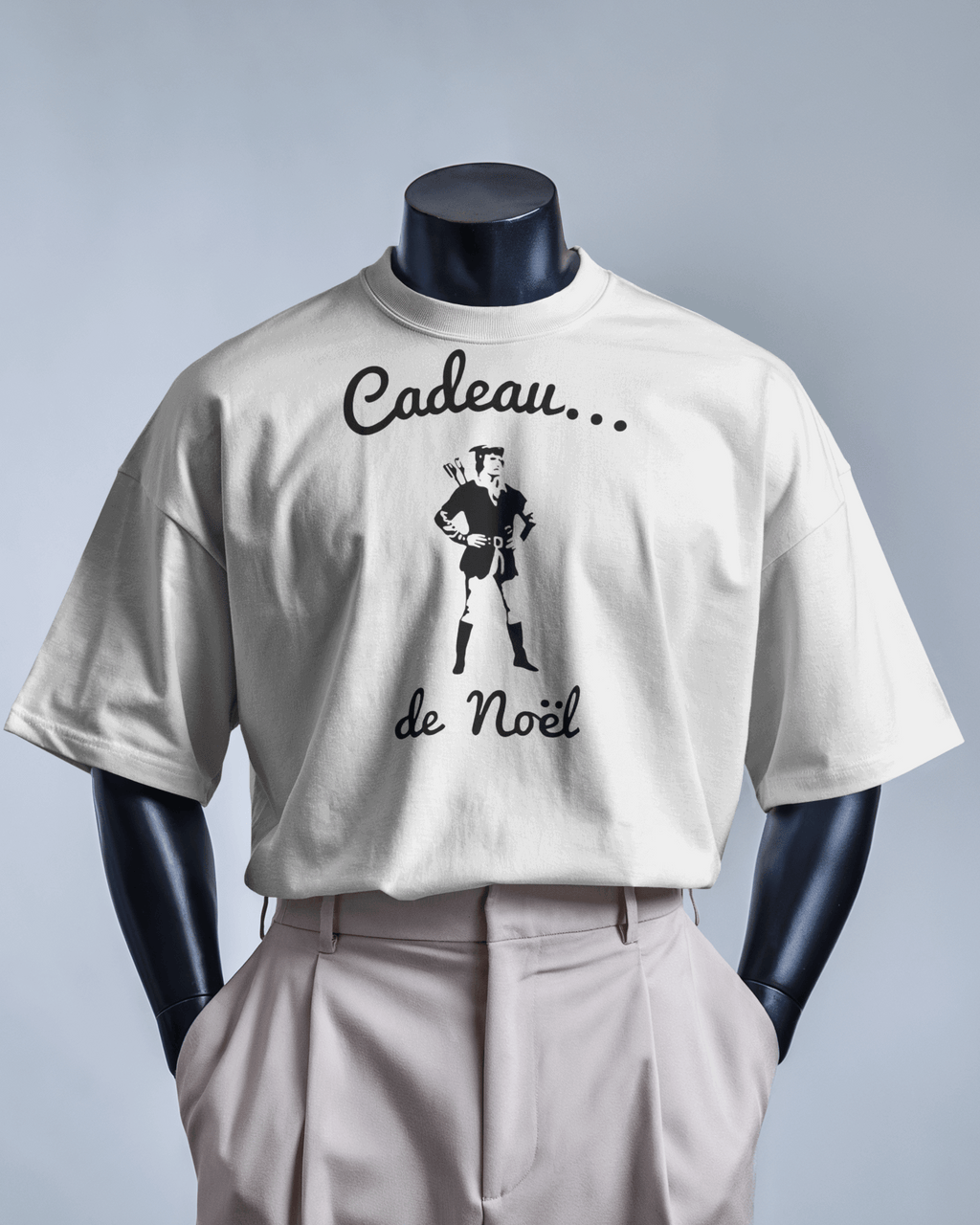 T-shirt noir MerciSidi OSS 117 avec motif Noël, design décontracté pour homme, en coton confortable.